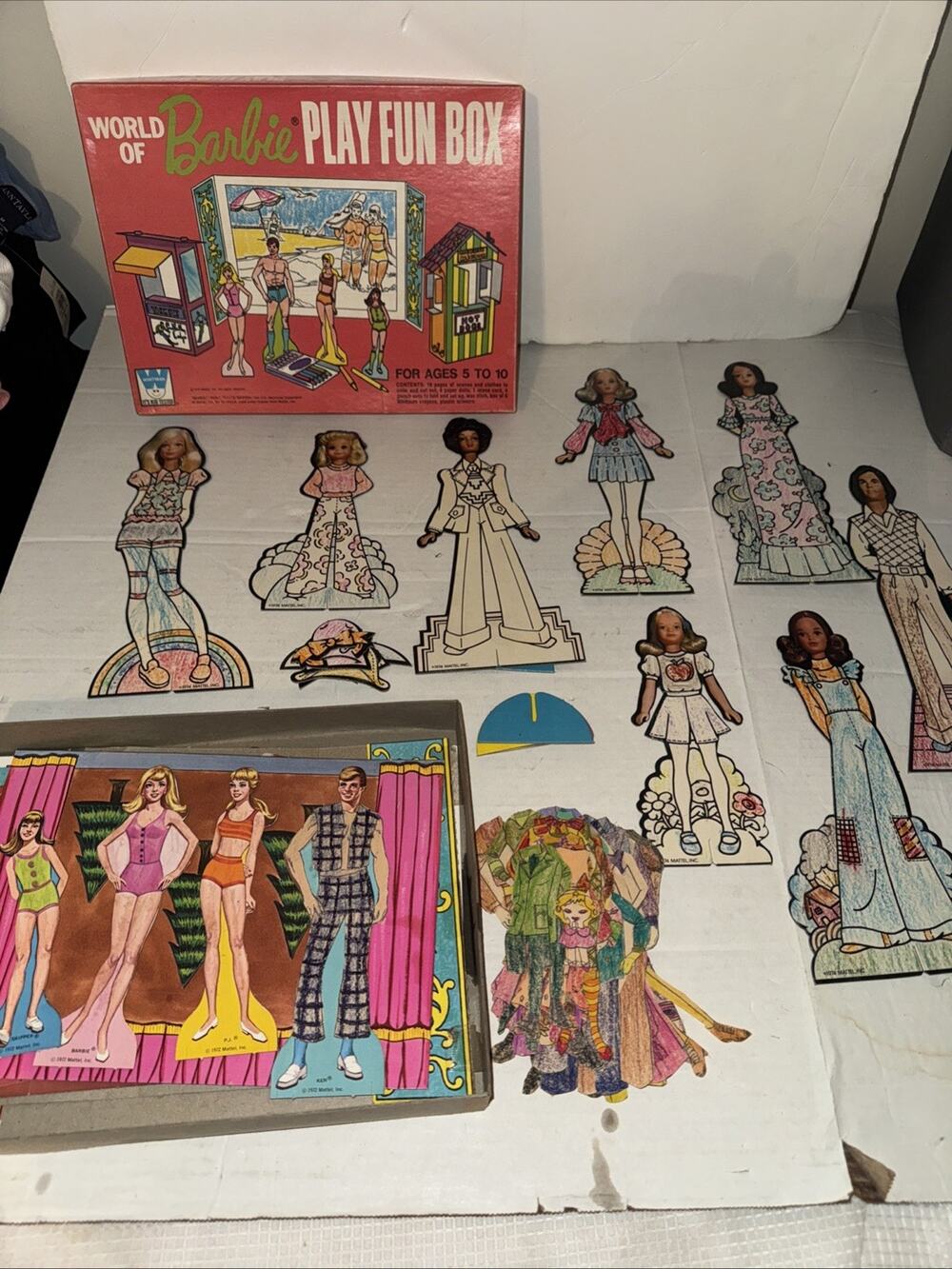 1972 Whitman World Of Barbie Play Fun Box and Colorform Color & Play Used
